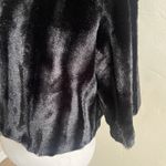 Allison Brittney Faux Fur Cropped Jacket Black Size Large Mob Wife Night Out Photo 8