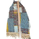 Black Bead  Adjustable Spaghetti Strap  Boho Patchwork Tasseled Trim Dress M Photo 4