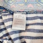 John Mark blue white stripe bell sleeve colorful print back blouse size small Photo 9