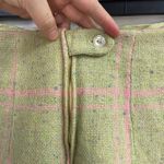 Vintage women's green pink plaid wool satin lined zip skirt speckled medium Photo 3