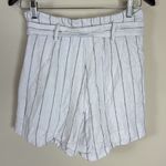 Abercrombie & Fitch  Linen Belted High Waist Black &‎ White Stripe Shorts Sz Sml Photo 2