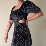 Altar'd State Black Velvet Silver Sparkly Crescent Moon Cutout Dress Size Small Photo 0