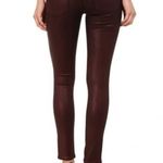 Hudson Jeans Hudson | Krista Leather Crop Skinny Bordeaux Wax Suede Pants 24 Burgundy Maroon Photo 1