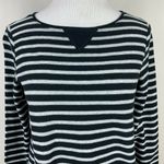 J. Jill Sweater Dress S Black Gray Striped Shift Tunic Short Long‎ Sleeve Pocket Photo 1