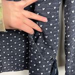 Talbots T by Navy Blue Heart Print Knit Tie Side Long Sleeve Knit Top Large LP Photo 3