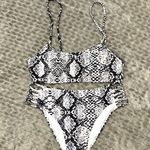 Romwe Snake Print Black and White Bikini Size Medium Photo 0