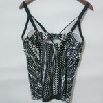 Maxine of Hollywood  M Black White Tankini Swim Top Photo 3