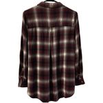 American Eagle  Brown & White Plaid Flannel Button Down Hi-Lo Top Small Photo 1