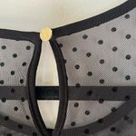 Anne Klein  Black Short Flutter Sleeve Blouse Sheer Polka Dot Yoke Size 2X Photo 3