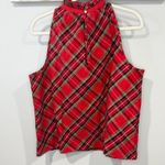 J.Crew Ruffleneck Sleeveless Cotton Poplin Top Red Plaid NWT Size M Photo 3