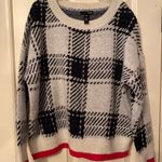 AQUA Bloomingdale’s  White, Black, Blue, Pink Plaid Sweater Photo 1