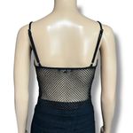 Emory park Womens Miley Top Fish Net Crop Top Cami Sheer Black Silver Medium Photo 4
