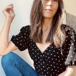 Madewell NEW Corduroy Puff-Sleeve Wrap Top in Oval Dot, M Photo 0