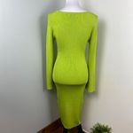 Gabrielle Union Spring Green Long Sleeve Ribbed Knit Midi Bodycon Dress Medium Photo 5