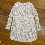 GILLIGAN O'MALLEY Women's Long Sleeve Feather Print Sleep Shirt Sleep Dress Pink Size M Photo 0