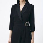Anthropologie SUNCOO Paris Robe Noire Cliff Belted Wrap Blazer Tux Dress in Black T1 Photo 0