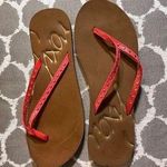 Roxy Brown Coral Orange Sandals Casual Summer Style studded gold tone beach Photo 0