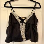 LA Hearts  Black and Cream Tie Front Crop Camisole Photo 0