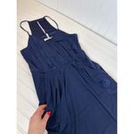 BCBGeneration  Drape Pocket Dress Navy Blue Pleated Cocktail Party Mini Size M Photo 3