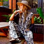Nwot BUCKETLIST gray printed jumpsuit sold out wide leg boho western fall casual Photo 1