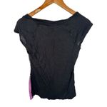 INC Vintage Medium Top Blouse Womens Y2K 90s Black Purple Stretch Sexy Femme Photo 4