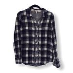 Joie  Black White Plaid Flannel Ruffle Button Up Shirt Women’s S Photo 2