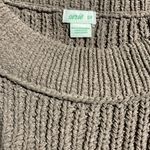 Aerie  Chunky Knit Oversized Split Hem Balloon Sleeve Taupe Sweater Photo 2