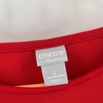 Chico's  TRAVELERS Shirt Size 12/14 Top Red Black Colorblock Wave Travel Vacation Photo 3