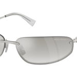 Miu Miu Silver / Light Gray Lens Rectangle Sunglasses Photo 0