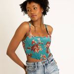 Mia Joy Joyfolie Journee Corset Top In Aegean Ikat Green Size XXS Photo 2