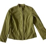 Lafayette 148 NY Olive Green Full Zip Front Collarless Blazer Jacket Photo 2
