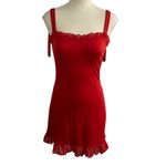 Red Ruffle Strap Mini Dress Flirty Sweetheart Neckline Occasion Photo 1