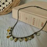 Brown Green Crystal Drop Bead Necklace Vintage “Saratoga” Bohemian Tan Cream Gray Neutral Photo 0