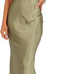 Petal and Pup  NWOT Olive Green Satin Grasie Midi Dress 0 Photo 0