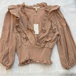 Grade & Gather Smocked Ruffle Top Surplice V Neck Photo 0