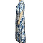 BHLDN  Leila Deep-V Flutter-Sleeve Satin A-Line Gown, Blue/White Bouquet, 18W Photo 9