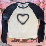 Dazey LA heart print “time for happiness” long sleeve baseball ringer tshirt  Photo 0