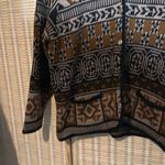 Tally Ho Vintage 1990s Y2K Black Shades of Brown Cardigan Sweater Geometric 3X Photo 3