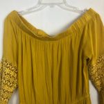 Indulge Romper Juniors Large Mustard Off Shoulder Crochet Vacation Boho Festival Photo 6
