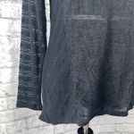 Eyeshadow scoopneck hi low semi sheer knit patterned sweater black sz LG Photo 1