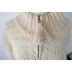 Jones New York Vintage Handknit Cream Chunky Knit 1/4 Zip Up Sweater Wool/Mohair Photo 2