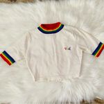 Unif The most desired  rainbow trim mock neck crop top knit sweater Photo 1