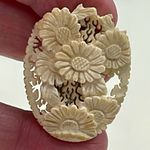 Vintage hand carved Chinese dress clip. Silver Photo 0