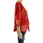 Sucrefas (S) Orange Floral Oversized Boho Beach Short Sleeve Top Blouse Photo 3