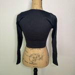 Aerie NWT Offline Black Size M Seamless Cable Square Neck Crop Top Gym Active Photo 9