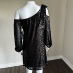 CeCe One Shoulder Sequin Dress With Bow NWT Black Photo 8