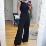 Julia Jordan  Black Sleeveless Wide Leg‎ Scoop Neck Jumpsuit Bow Shoulder Size 6 Photo 2