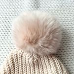 Love Your Melon  Blush Light Pink Knit Cuffed Beanie With Pink Faux Fur Pom Pom Photo 2