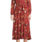 West Kei  Floral Tie Waist Midi Dress in Rust Size Medium Photo 0