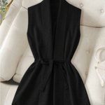 SheIn Black Sleeveless Vest with Tie Waist Photo 1